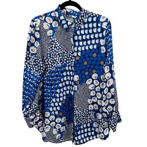 Chicos Size 2 12 14 Multicolor Abstract Animal Print Button Down Shirt Top Large
